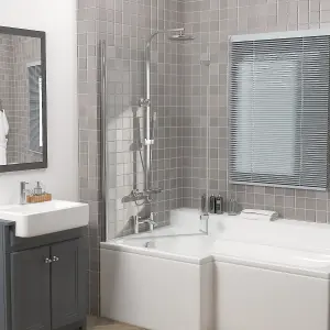 Rinse 810x1400mm Square Bath Shower Screen Bifold 6mm Safety Glass Easy Clean Panel Frameless Pivot Screen Chrome