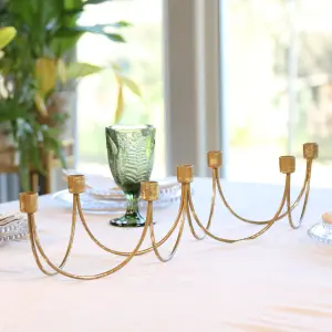 Ornate Golden Wave Dinner Table Decoration Centrepiece Décor Candle Holder