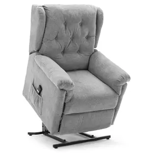 Barnsley Fabric Electric Single Motor Riser Rise Recliner Lift Mobility Tilt Armchair (Grey)