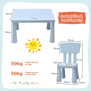 Costway Children Play Table with 2 Chairs Set for Eating Drawing Writing