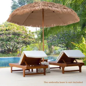 Costway 205cm Thatched Tiki Patio Umbrella Hawaiian Hula Beach Umbrella W/ 8 Ribs