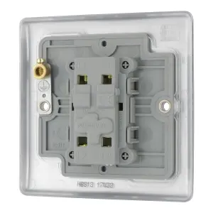 BG 16A Single 2 way Raised slim Screwed Intermediate switch Matt Steel effect