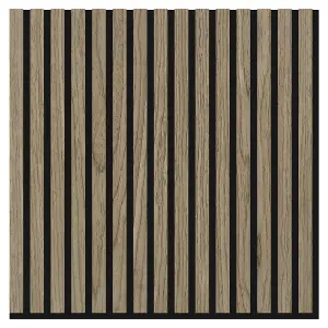 Urban Textures Walnut Square Acoustic Wall Panel Sound Absorbing Decorative Wooden Slat Wall Panel 600mm x 600mm x 21mm