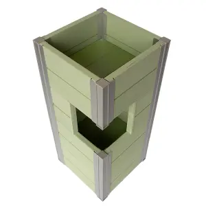 Winawood Wood Effect Pillar Planter - Duck Egg Green