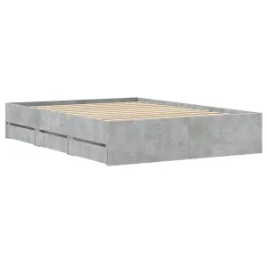 Berkfield Bed Frame with Drawers without Mattress Concrete Grey 135x190 cm Double