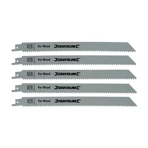 Silverline Recip Saw Blades for Wood 5pk - HCS - 5tpi - 240mm