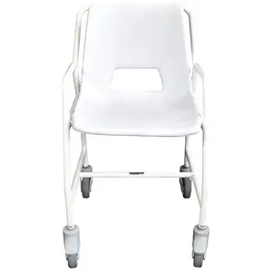 Mobile Shower Chair with Castors - 2 Brake Design - Fixed Height - Easy to Clean