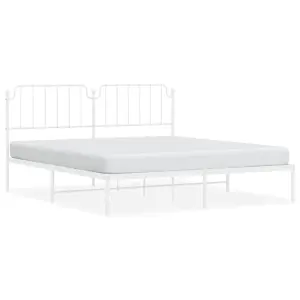 Berkfield Metal Bed Frame without Mattress with Headboard White 180x200cm