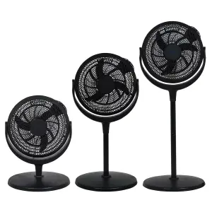 Floor or Desktop Mounted Cooling Fan with 3 Speeds, Timer, Adjustable Height and Head & Remote Control - H74-129 x W46 x D46cm