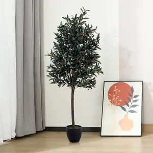 Artificial Plant Fake Olive Tree Home Decorative in Black Plastic Pot H190 cm