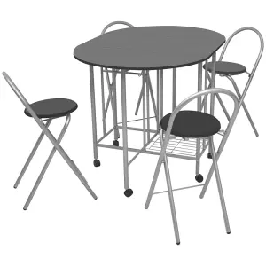 Berkfield Five Piece Folding Dining Set MDF Black