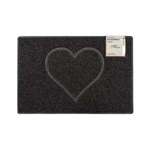 Heart Medium Embossed Doormat in Black