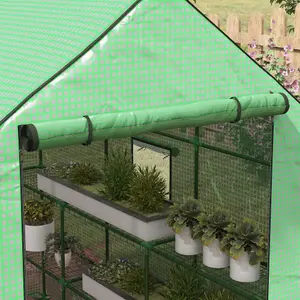 Outsunny Walk-in Outdoor Green House with Door and Mesh Windows, Green