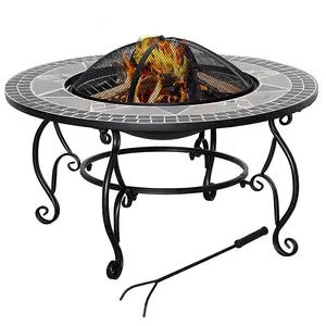 3-in-1 Outdoor Pit, BBQ Grill & Table - Mosaic Bowl