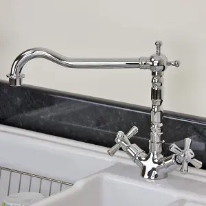 Astini Traditional Chrome Twin Handle Kitchen Sink Mixer Tap