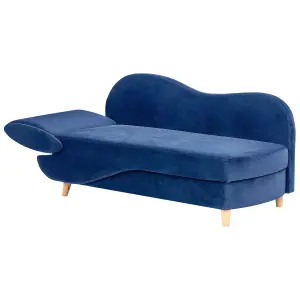 Left Hand Velvet Chaise Lounge with Storage Blue MERI II