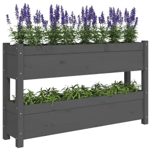 Berkfield Planter Grey 112x25x66 cm Solid Wood Pine