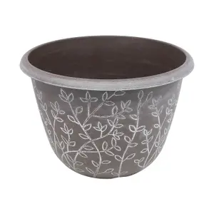 30cm Pot Serenity Stout Planter Brown Round With White Wash Plant Flower Garden