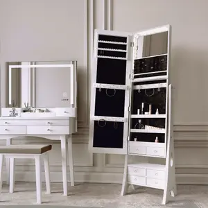 Madison x Nikita White LED Mirror Dressing Table and Mirror Jewellery Cabinet Set