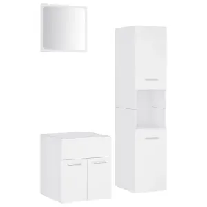 Berkfield Bathroom Furniture Set White Engineered Wood