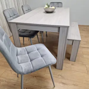 Dining Table and 4 Chairs With Bench Grey 4  Grey Velvet Chairs Wood Dining Set Furniture