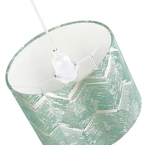 Contemporary Emerald Green Drum Lamp Shade with Gold and Silver Metallic Decor