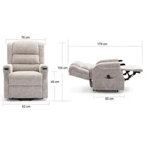 Ashfield Electric Fabric Dual Motor Riser Rise Recliner Lift Mobility Tilt Chair Cream