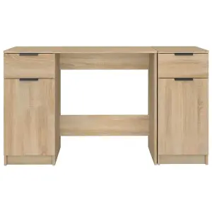 Berkfield Desk with Side Cabinet Sonoma Oak Engineered Wood