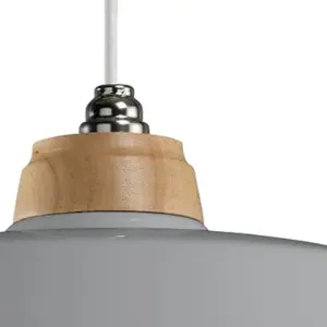 First Choice Lighting Jakob Grey Metal and Wood Easy Fit Pendant Shade