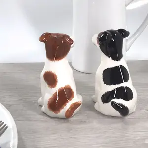 Jack Russell Terrier ceramic Salt and Pepper shaker set novelty Dog lover gift