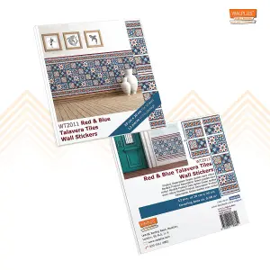 Walplus Red & Blue Talavera Tile Stickers PVC