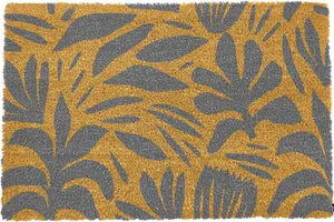 Grey Abstract Leaf Pattern Doormat