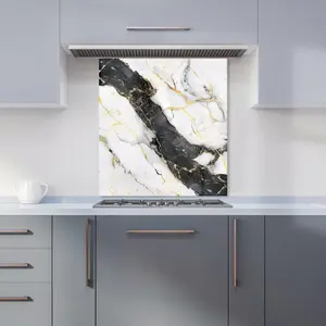 Flecks Of Gold Marble Effect Premium Glass Kitchen Splashback W600mm x H650mm