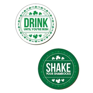 Grindstore Shake Your Shamrocks Coaster Set (Pack of 4) Green/White/Black (One Size)