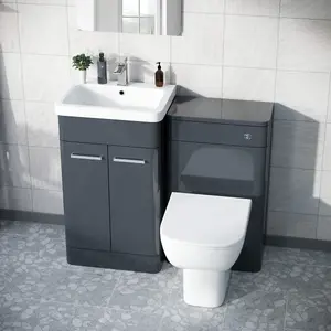 Nes Home Afern 500mm Vanity Basin Unit, WC Unit & Debra Back to Wall Toilet Anthracite