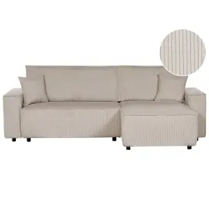 Sofa Bed ABACKA Beige Corduroy Left Hand