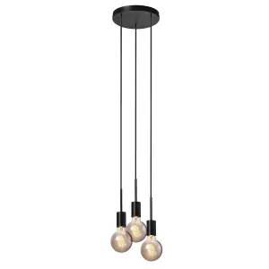 Nordlux Paco 3-Spot Indoor Living Dining Metal Pendant Ceiling Light in Black (Diam) 18.1cm