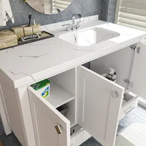 Kardelen 1200 mm Freestanding Single Bathroom Vanity with One Tap Hole Marble Basin White