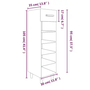 Berkfield Shoe Cabinet Black 30x35x105 cm Engineered Wood