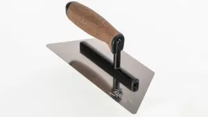 Toolty Trapezoidal Trowel with Cork Handle on Aluminium Foot 240mm Stainless Steel for Finishing Plastering Smoothing DIY