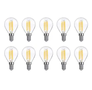 40w Equivalent LED Filament Light Bulb G45 Golf Ball E14 Screw 3.5w LED - Warm White - Pack of 10