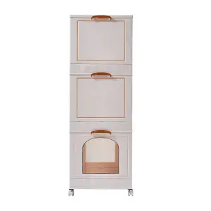 2-Tires Foldable Wardrobe and Storage Box Organizer with Wheels for Kids Room