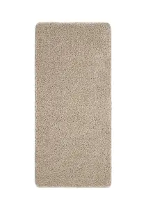 Beige Easy to Clean Modern Plain Shaggy Rug for Bedroom, Living Room, Dining Room - 67 X 150cm (Runner)