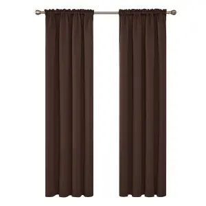 Deconovo Blackout Curtains Super Soft Bedroom Curtains Thermal Insulated Energy Saving Curtains 132x214cm Dark Brown 2 Panels