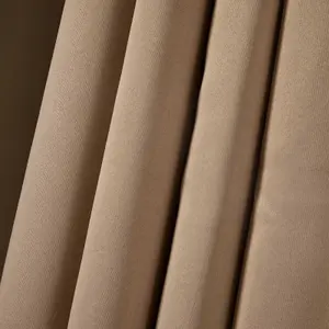 Dreamscene Pencil Pleat Blackout Curtains Set of 2 Thermal Tape Top Heading Panels Ready Made, Beige Natural - 46" x 54"