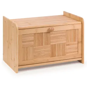 Woodluv Bread Bin Countertop Bread Storage for Kitchen With Drop Down Front Lid, 23 x 38 x 24 cm