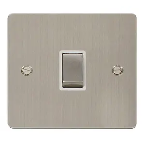 Flat Plate Stainless Steel 1 Gang 20A Ingot DP Switch - White Trim - SE Home