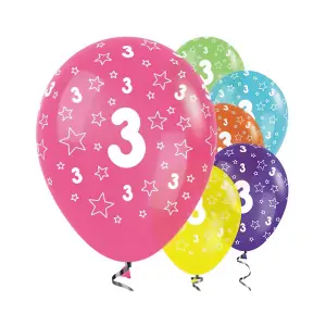 Amscan Latex 3rd Birthday Balloons (Pack of 6) Multicoloured (One Size)