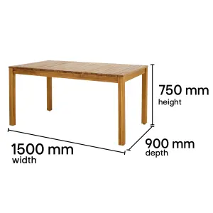 GoodHome Denia Natural Wooden 6 seater Rectangular Table