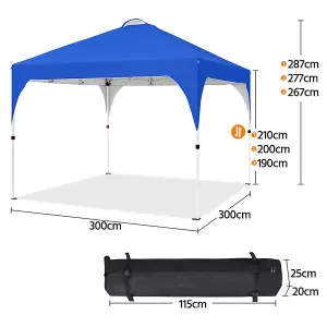 Yaheetech 3mx3m Blue Portable Fabric Pop Up Canopy Tent